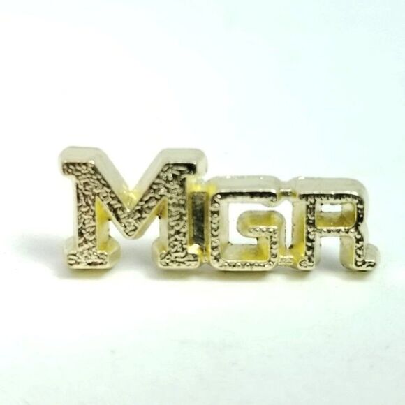 Vintage MGR Initial Manager Gold Tone Lapel Pin Brooch, Letters Monogram Estate - Picture 1 of 5